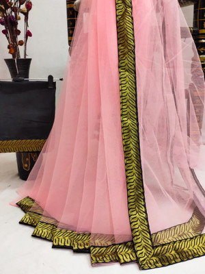 Arpita Fashion Solid/Plain, Self Design Bollywood Net Saree(Beige)