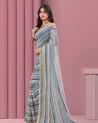 JAYAMENTERPRISE Striped Bollywood Georgette Saree(Blue)