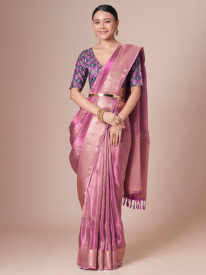 Sareemall Woven Bollywood Tissue Saree(Pink)
