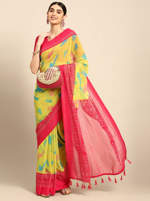 RekhaManiyar Embellished Daily Wear Chiffon Saree(Mustard)