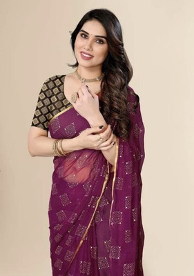 TOXEGO Self Design Daily Wear Chiffon Saree(Magenta)
