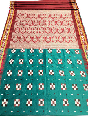 satrangi creation Digital Print Sambalpuri Jacquard Saree(Light Green)