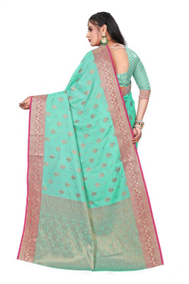 OMBUSINESSHUB Printed Banarasi Pure Silk Saree(Multicolor)