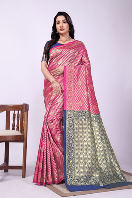 JAY KHODIYAR EMBROIDERY Self Design Bollywood Jacquard Saree(Pink)