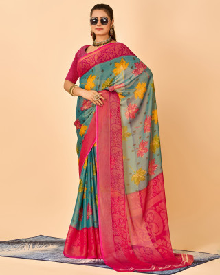 nirmal creation Floral Print Bollywood Georgette Saree(Multicolor)