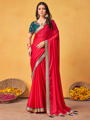 Tasrika Embroidered Bollywood Georgette Saree(Red)