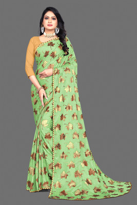 EPRIMPEX Printed Bollywood Lycra Blend Saree(Light Green)