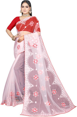 Shyam Fashion Embroidered Bollywood Net Saree(Multicolor)