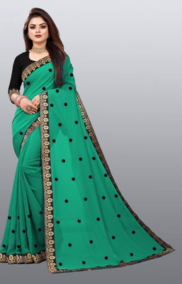 Jevlan Printed Bollywood Georgette Saree(Light Green)
