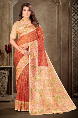 Sariya Printed Kota Doria Tissue Saree(Multicolor)