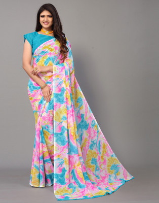 Divastri Geometric Print, Printed Daily Wear Georgette Saree(Multicolor)