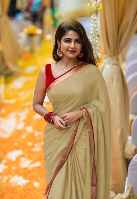 Angelsaree Self Design Daily Wear Georgette Saree(Beige)