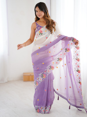 ANOUK Embellished Bollywood Chiffon Saree(Purple)