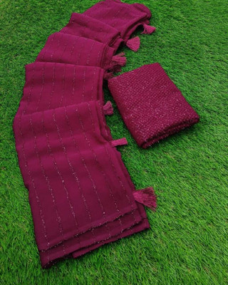 shrijamyaham Woven Chanderi Silk Blend Saree(Maroon)
