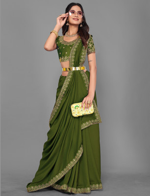 Vivan Fab Embellished Bollywood Silk Blend Saree(Multicolor)