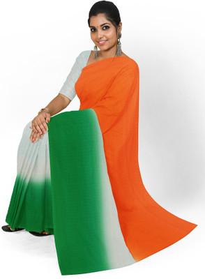 SHREEKARNIKA FASHION Color Block Bollywood Art Silk Saree(White)