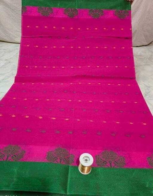 Pal Handloom Self Design Tant Pure Cotton Saree(Pink)