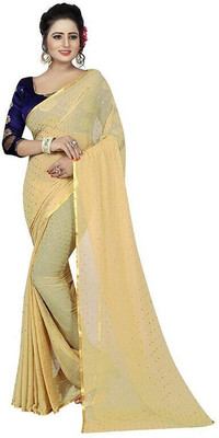 JiproStore Printed Bollywood Chiffon Saree(Beige)