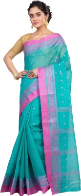 DipDiya Self Design, Woven Tant Pure Cotton Saree(Light Green)