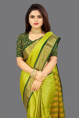 Sahajanand Woven Banarasi Pure Silk Saree(Light Green)