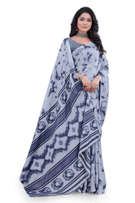 Apnisha Printed Daily Wear Chiffon Saree(Grey)