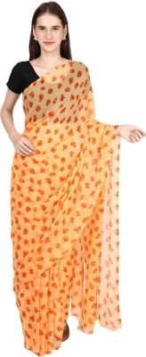 Syuta Floral Print, Printed Daily Wear Chiffon Saree(Orange)