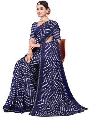 Aadimam Creation Printed Bollywood Georgette Saree(Blue)