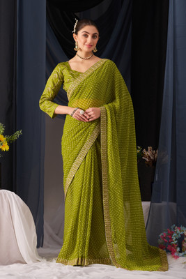 NETRA BOUTIQUE Self Design Bollywood Georgette Saree(Light Green)