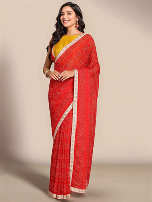 sagarika Printed Daily Wear Georgette Saree(Red)
