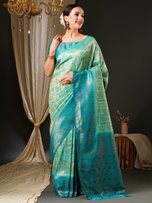 Sareemall Woven Kanjivaram Georgette Saree(Blue)