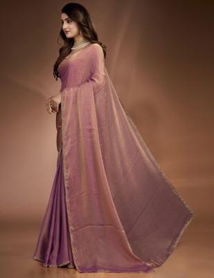MSC TRENDLINE SAREES Solid/Plain Bollywood Chiffon Saree(Purple)