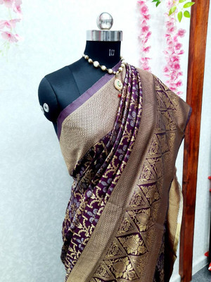 Kanjivaram Woven, Embroidered, Self Design Kanjivaram Pure Silk, Jacquard Saree(Purple)