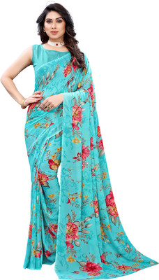 shiv textiles Printed Bollywood Georgette Saree(Blue)