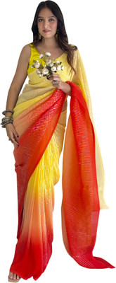 ANOUK Embellished Bollywood Georgette Saree(Yellow)