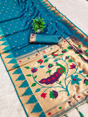 Tasrika Woven Kanjivaram Cotton Silk Saree(Light Green)