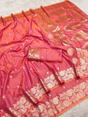 Spetila Woven Banarasi Jacquard, Pure Silk Saree(Pink)