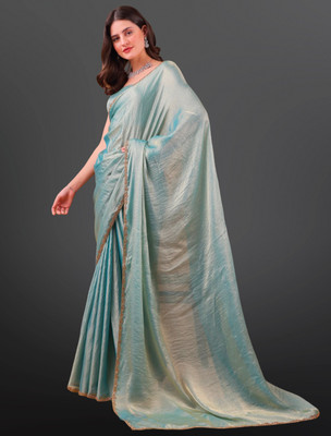 Gajal Woven Bollywood Jimmy choo, Chiffon Saree(Light Blue)