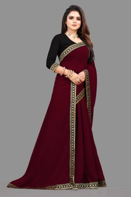 Sanvi Creations Solid/Plain Bollywood Georgette Saree(Maroon)