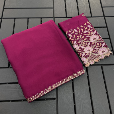saanvi Embroidered Bollywood Art Silk Saree(Magenta)