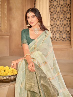 Sariya Woven Sambalpuri Art Silk Saree(Light Green)