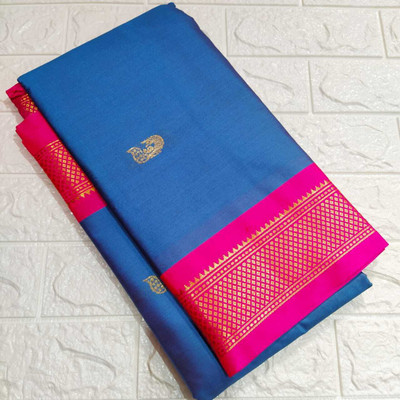 ns collection Self Design Paithani Cotton Silk Saree(Multicolor)