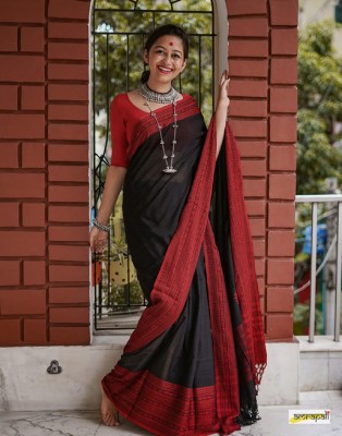 A To Z Cart Woven Kanjivaram Chanderi Saree(Black)