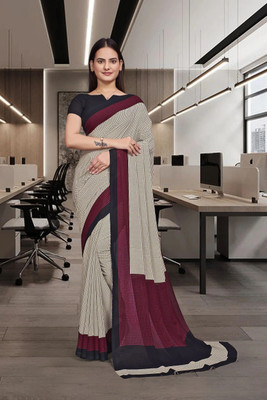 Feminista Printed, Solid/Plain Daily Wear Georgette, Silk Blend Saree(Black)