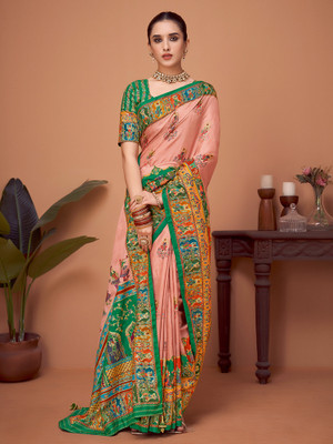 Sareemall Printed Banarasi Viscose Rayon Saree(Multicolor)