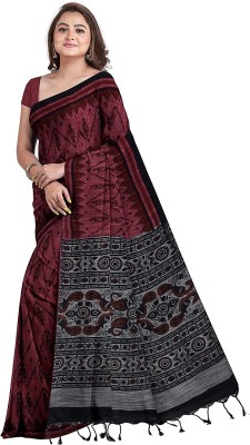 Rnn Printed Daily Wear Pure Cotton Saree(Pink)