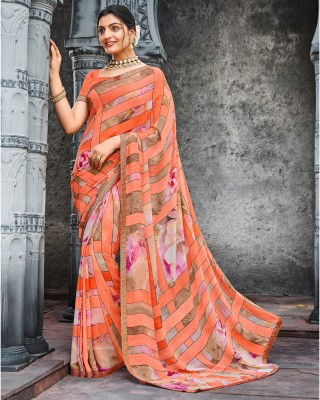 Laxmipati Striped Daily Wear Georgette Saree(Multicolor)