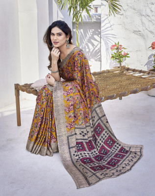 Kjs Digital Print Bollywood Chiffon Saree(Multicolor)