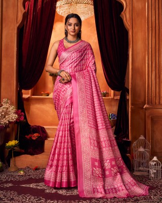 Aadvika Woven Daily Wear Cotton Blend Saree(Pink)