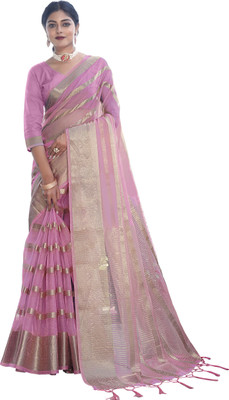 KOTHARI SBT Solid/Plain, Embellished Bandhani Organza Saree(Pink)
