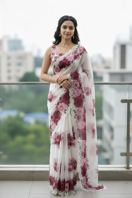 TANURI Printed Bollywood Cotton Linen Saree(Multicolor)